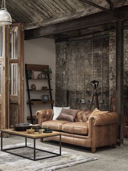 Furniture Village - New England Newport 3 Seater Sofa, &pound;1,695, Globe Coffee Table, &pound;399, Earth Ladder Shelving Unit, &pound;499