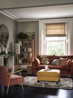 Furniture Village - Colette 3 Seater Sofa, &pound;1259, Ercol Marlia Chair, &pound;799, Romilly Footstool, &pound;359, Ercol Ella Shelving Unit, &pound;1095