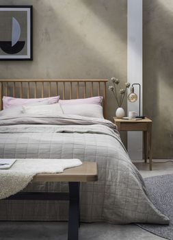 Furniture Village - Ercol Teramo Double Bed Frame, &pound;1079, Ercol Romana Lamp Table, &pound;799