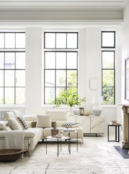 Furniture Village - Nicoletti Theron Chaise Sofa, &pound;4595, Arctic 3 Door Sideboard, &pound;1249