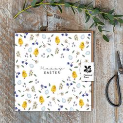 National Trust Happy Easter chicks and eggs card