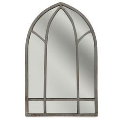 Gothic metal mirror, antique grey