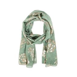 Recycled Green Foil Cow Parsley print scarf, seafoam green