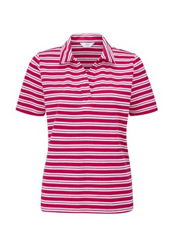 Collared Short Sleeve Stripe Jersey Top in Red (AA15894) Available from February 5th