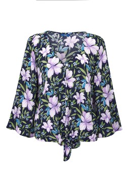 Crinkle Tie Waist Beach Shirt Navy Floral £30 (AK11401) Available from 9th January