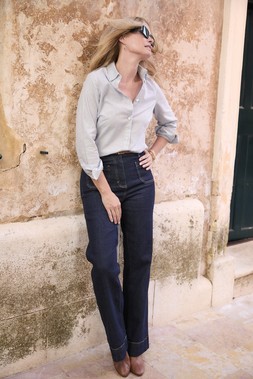 Stripe Oxford Shirt In Navy £34 (AB12706) Available from January 9th