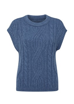 Crew Neck Cable Vest Smoke Blue £32 AL11756