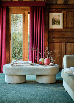 Chamonix 2 Seater in Natural Soft Short Pile Faux Fur All Over, £1099. Chamonix Designer Footstool in Natural Soft Short Pile Faux Fur All Over, £499.