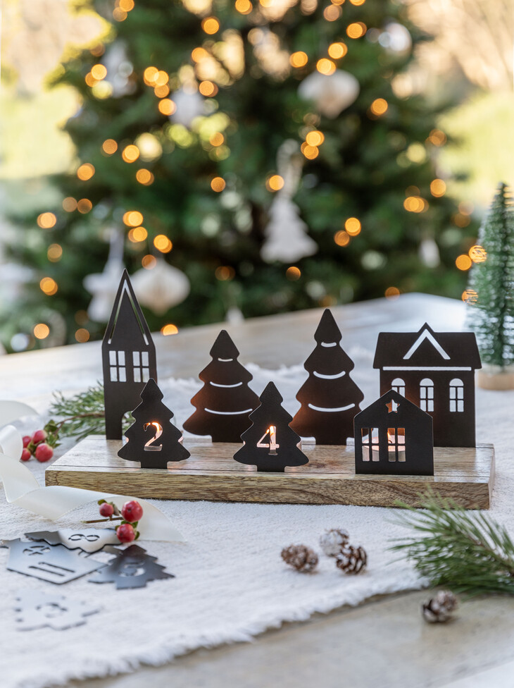 ivyline-christmas at ivyline 2025-wooden advent tealight holder with metal accessories h24cm d32cm-ref2168325