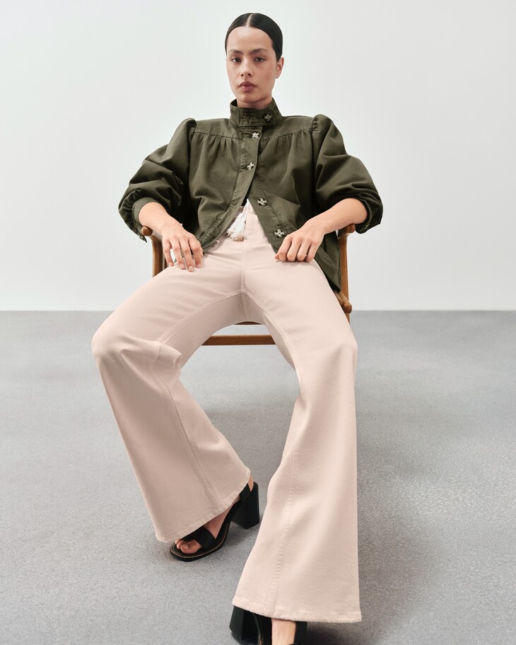 john lewis amp-partners-puff sleeve jacket-79-slim flare jean-79 heel sandal-69-ref2075304