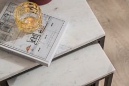Industrial Square Nest of Tables White Marble RRP €299 NOW €199