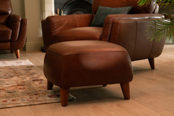 Bianca Brown Leather Footstool RRP €749 Now €449