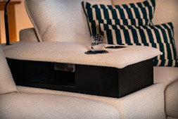 Cozy Cream Fabric Corner Sofa with Bluetooth Speaker Console - RRP €4499 NOW €2999