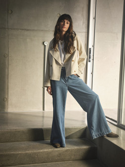 FatFace Cora Cropped Trench Coat, £84, H60401 - Amberley Wide Leg Jeans £59, H63314 - Ivy Tee, £25, E26784 - Elora Ankle Boot, £95, F55971