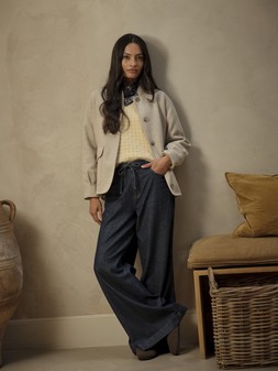 FatFace Gracie Jumper, £52, H1O35 - Orla Wool Jacket, £89, H62890 - Amberley Wide Leg Jeans, £59, H63299 - Bandana Scarf, £14.50, H69023 - Whipstitch Clog, £45, W61419