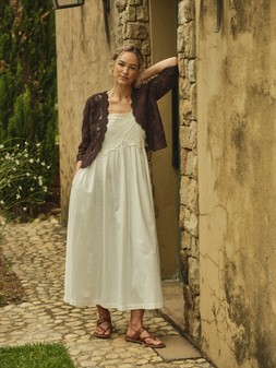 FatFace, Teri Embroidered Midi Dress £89, Cali Suede Sandals, £65.50