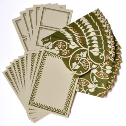 Set of Notecard and Envelopes Ivy Swamp Green and Orange