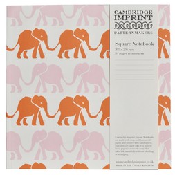Square Lined Notebook in Elephants Orange and Pink