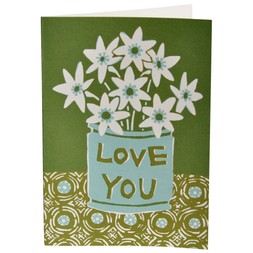 Large Love You Flowers Card
