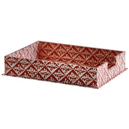 Small Letter Tray Oak Leaves Red