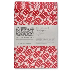 Packet of Ten Patterned Envelopes in Selvedge Madder
