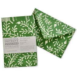 Packet of Ten Patterned Envelopes in Sprig Pea Green