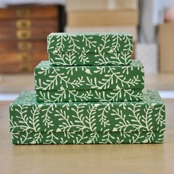 A Nest of Three Simple Boxes in Sprig Pea Green
