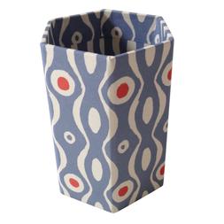 Hexagonal Pencil Pot Persephone Cornflower and Red