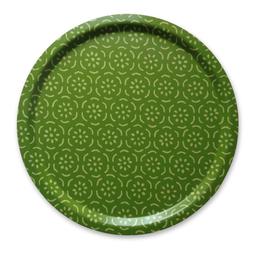 Round Birch Tray Pear Halves Grass Green