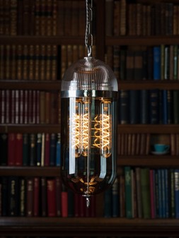 Fritz Fryer Skinny Ribbed and Smoked Aston Lantern Pendant Light