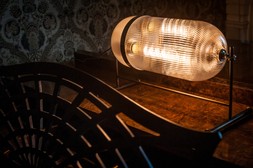 Fritz Fryer White and Skinny Ribbed Aston Table Lamp