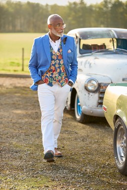 Brilliant Blue Blazer £99 & Jacquard Floral Waistcoat £59