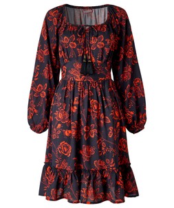 WF756A Dramatic Floral Frill Hem Mini Dress £55