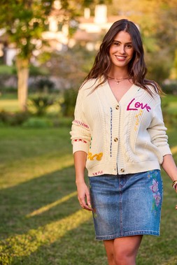 Amour Embroidered Cable Knit Cardigan £60