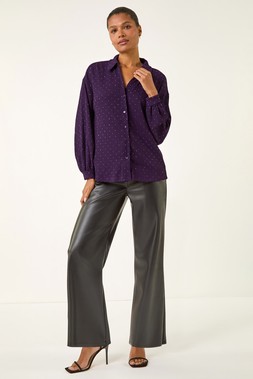 Roman Purple Textured Stud Stretch Shirt