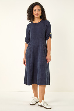 Roman Textured A-Line Midi Dress