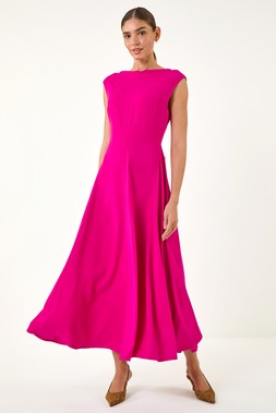 Roman Cerise Fit & Flare Midi Dress