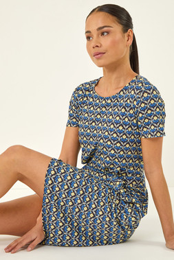 Roman Petite Navy Floral Pocket Dress