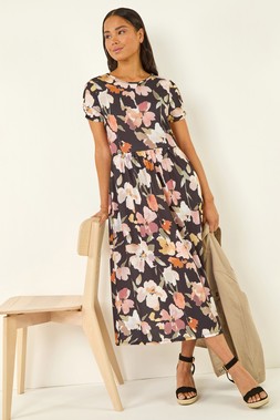 Roman Petite Rose Floral Pocket Midi Dress