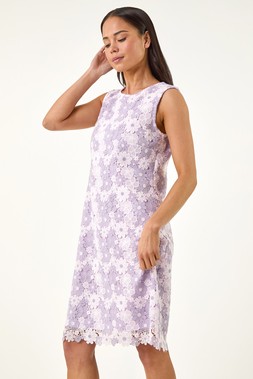 Roman Petite Lilac Floral Broderie Shift Dress