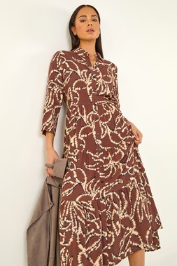 Roman Petite Chocolate Tiered Midi Dress
