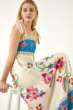 Roman Strappy Paisley Print Midi Dress