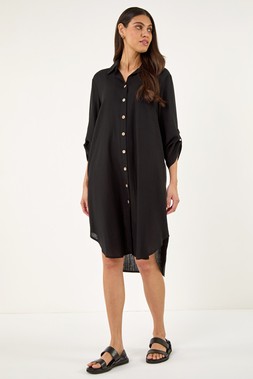 Roman Back Lace Buttoned Shirt Dress