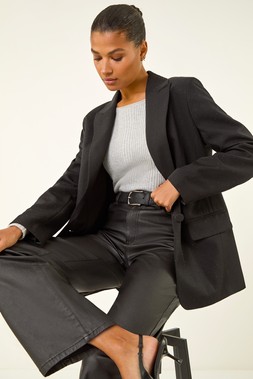 Roman Black Revere Collared Diamante Jacket