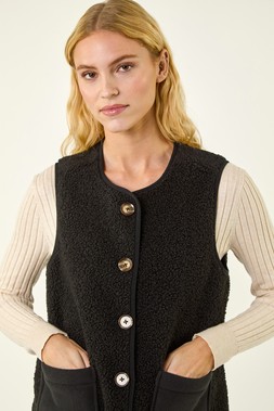 Roman Black Fleece Pocket Gilet
