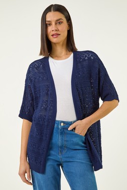 Roman Stitch Detail Knit Cardigan