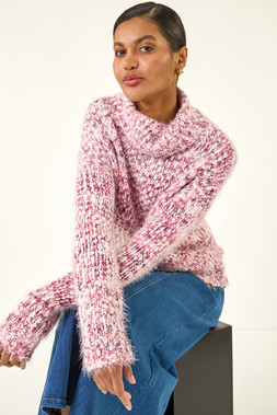 Roman Pink Speckled Soft Fluffy Knit Jumper