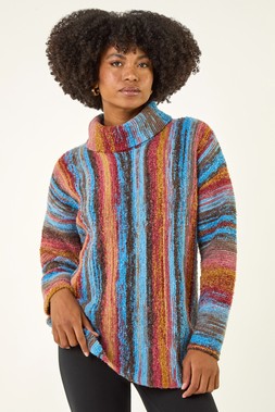Roman Rust Space Dye Roll Neck Knit Jumper