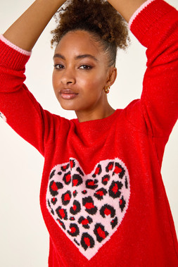 Roman Red Animal Heart Detail Knit Jumper