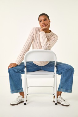 Beige Textured Knit Jumper